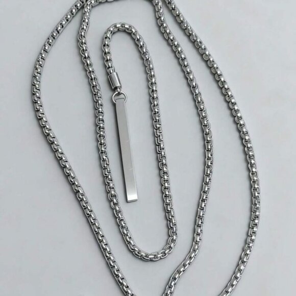 Silver Plated Stainless Steel Y-Lariat Necklace - Picture 2 of 2
